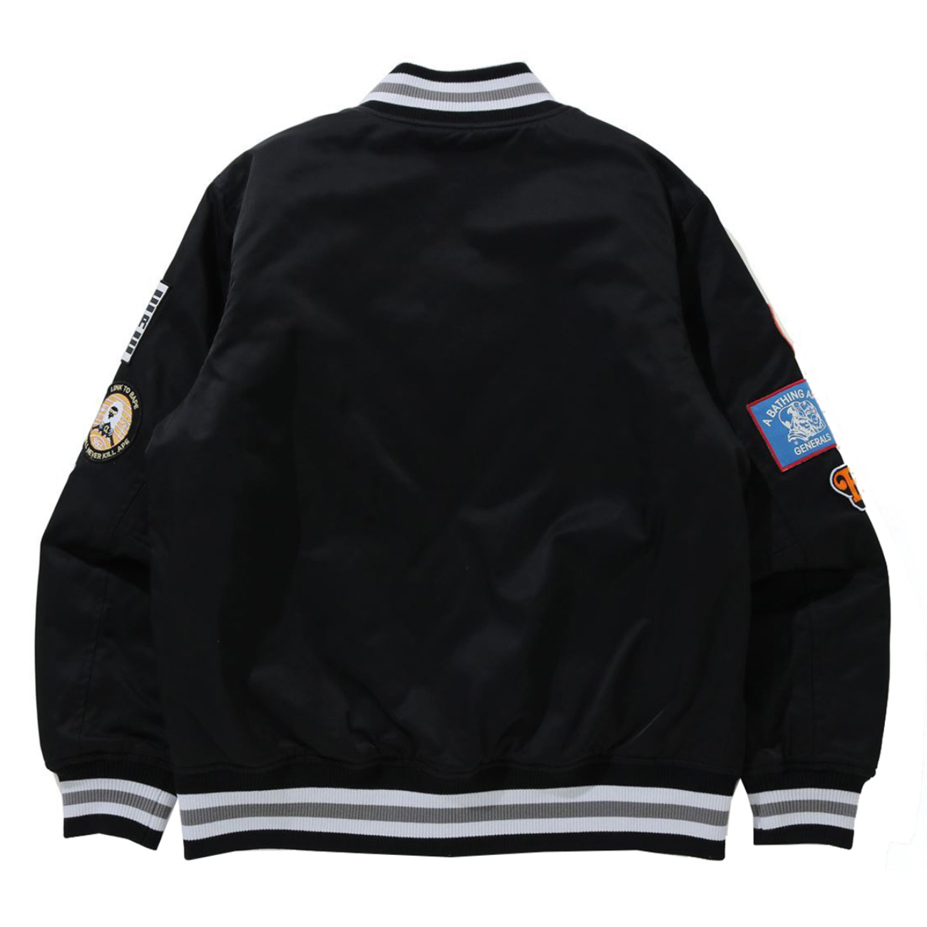 BAPE Archive Patch Puffer Nylon Varsity Jacket – Black